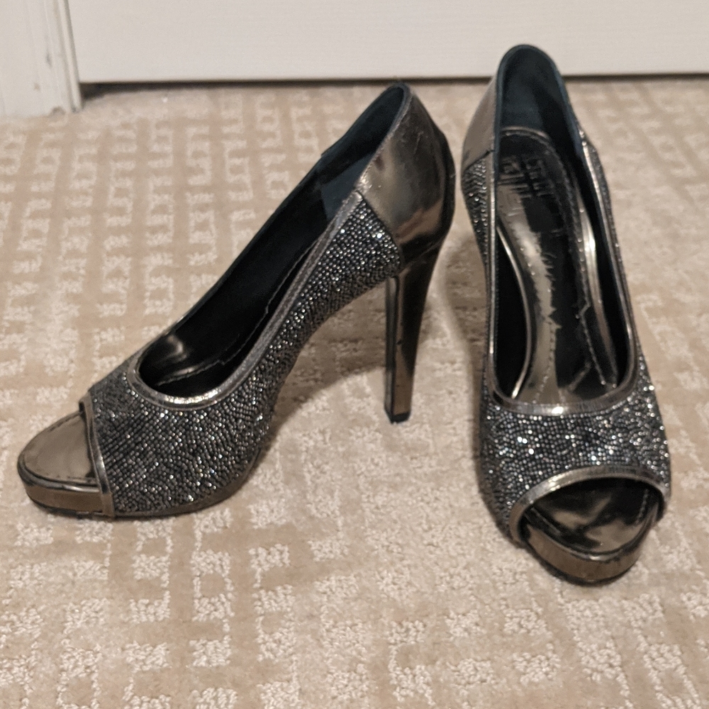 Givenchy Black and Bronze Metallic Heels 7